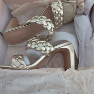 BCBGeneration Gold Braided Heeled Sandals